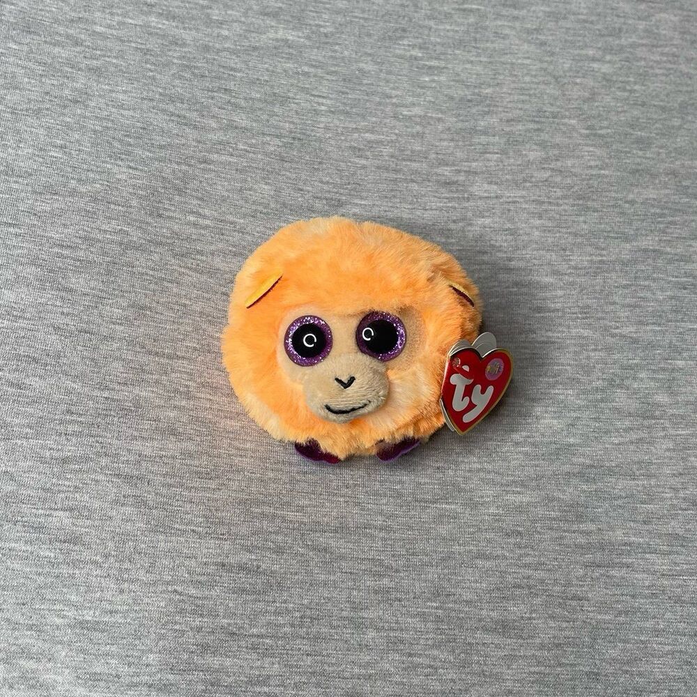 Ty Beanie Boos Coconut The Orange Monkey Purple Sparkle Eyes Plush